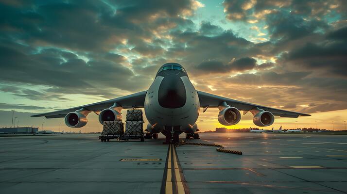 ai generated a cargo plane at the airport docks loads or unloads cargo ai generated photo